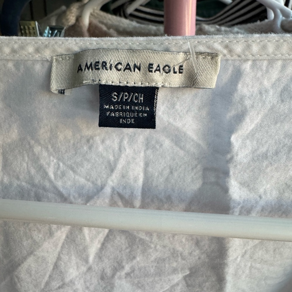 American Eagle Outfitters White Tie-Front Blouse - Picture 2 of 4